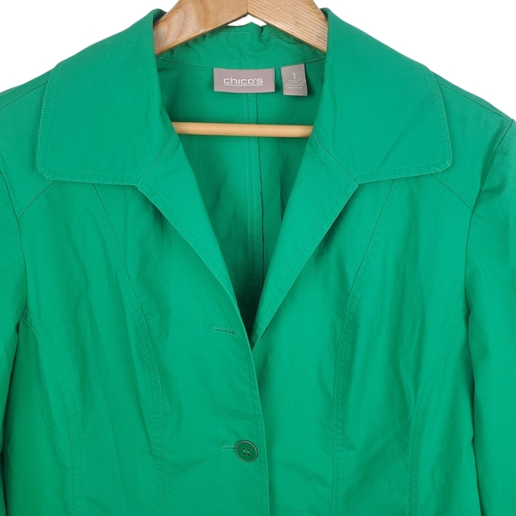 Chico's Green Blazer Lightweight Notched Lapel. 8. B0034 - Picture 2 of 10